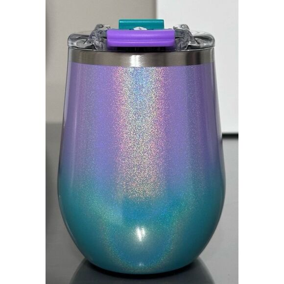 SET OF 2- BRUMATE UNCORK'D XL 14oz WINE TUMBLERS, GLITTER MERMAID - Picture 3 of 6